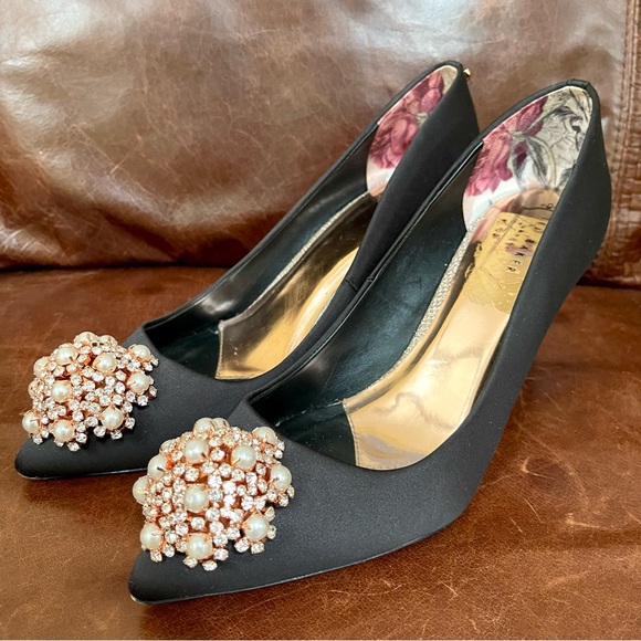 Ted Baker London Pointed Toe Pearl Rhinestone Embellished Heel